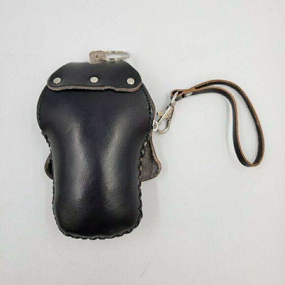 Sugar Skull Leather Wristlet Wallet Handmade Day of the Dead Coin Purse Keychain - Picture 4 of 15